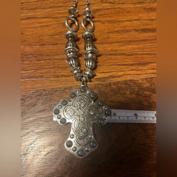 Silver Cross Pendant Fashion Necklace - Picture 5 of 9
